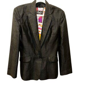 Dolce & Gabbana black shantung silk pant suit incredible lining 44 10